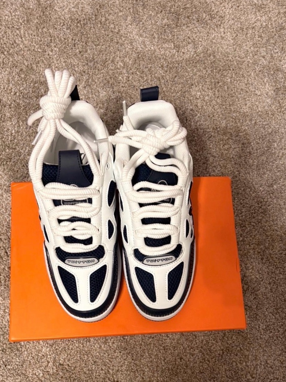 Louis Vuitton White and Navy Men's Sneakers